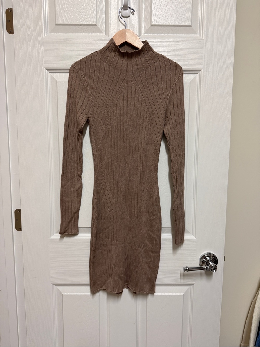 NWT - Abercrombie Ribbed Mock Neck Bodycon Dress in Taupe